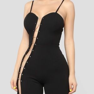 Black bodysuit with slit down the side